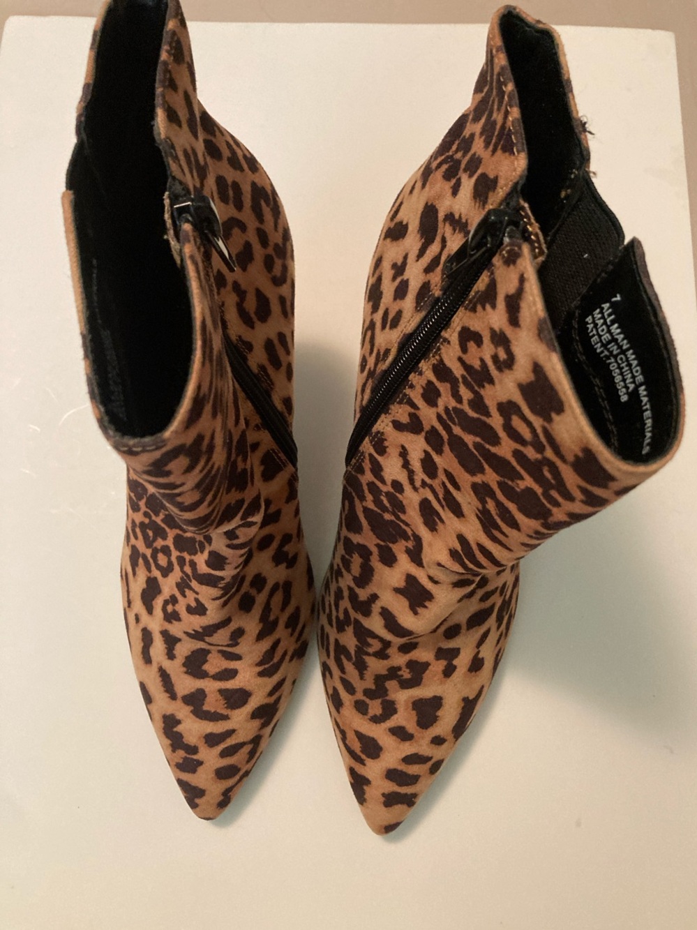 New York & Company Leopard Print Pointed Ankle Booties - Tan & Black